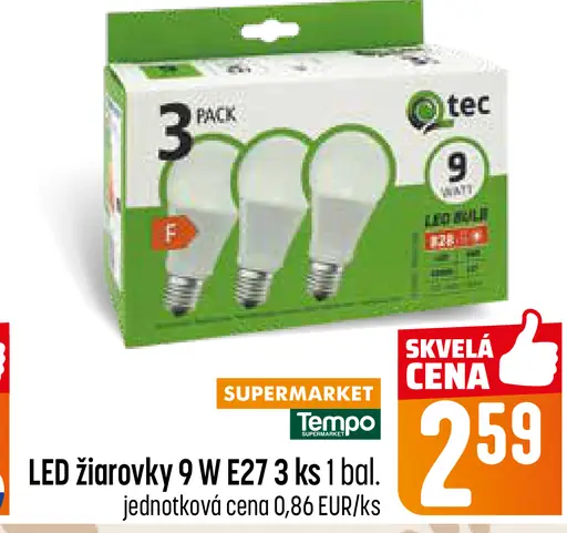 LED žiarovky 9 W E27