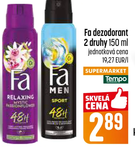 Fa dezodorant 2 druhy