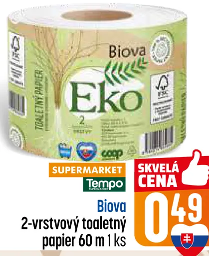 Biova Papier toaletný Eko 2-vrstvový