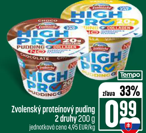Zvolenský proteínový puding rôzne druhy