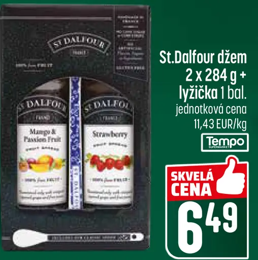 St. Dalfour džem Mango & Passion Fruit, Strawberry s lyžičkou darčekové balenie