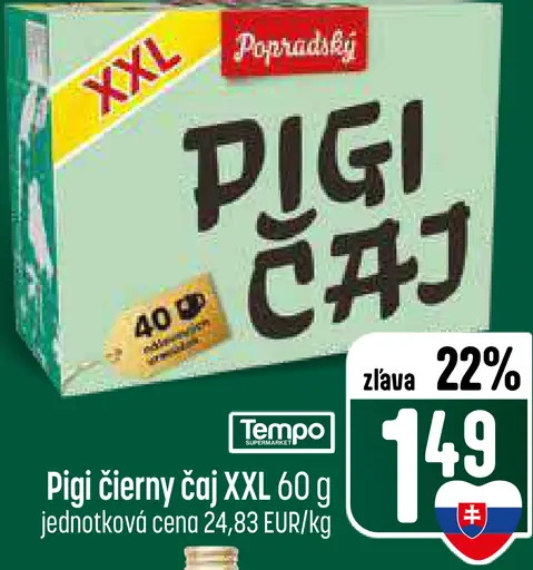 Popradský Pigi čierny čaj XXL vreckový