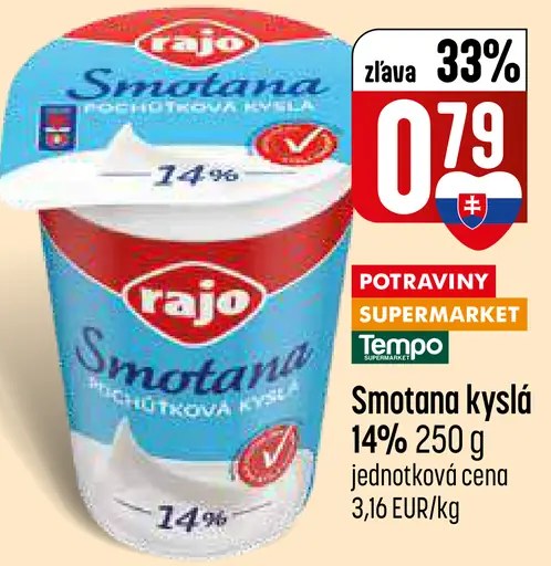 Rajo smotana kyslá 14%