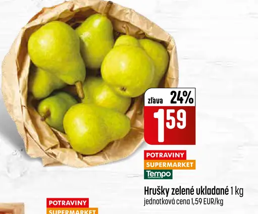 Zelené hrušky ukladané