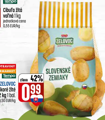 ZELOVOC Slovenské zemiaky neskoré žlté prané