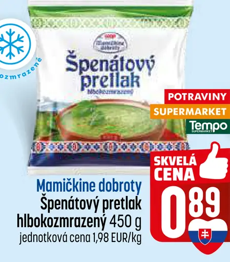 Špenátový pretlak hlboko zmrazený