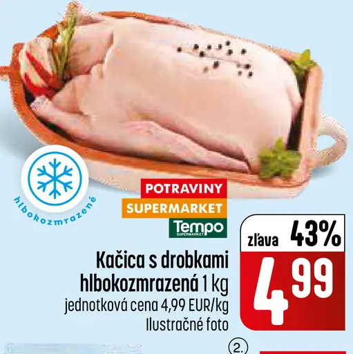 Kačica s drobkami hlboko zmrazená