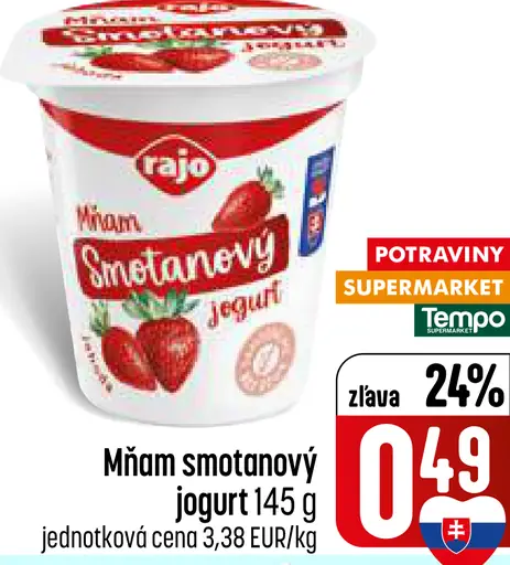 Rajo Mňam smotanový jogurt jahodový