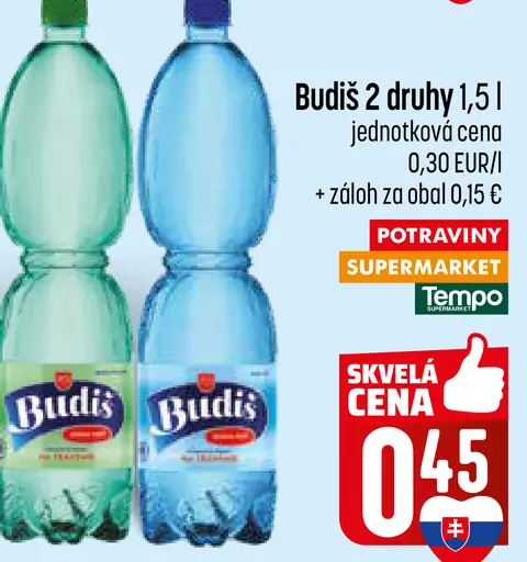 Budiš minerálna voda sýtená alebo jemne sýtená