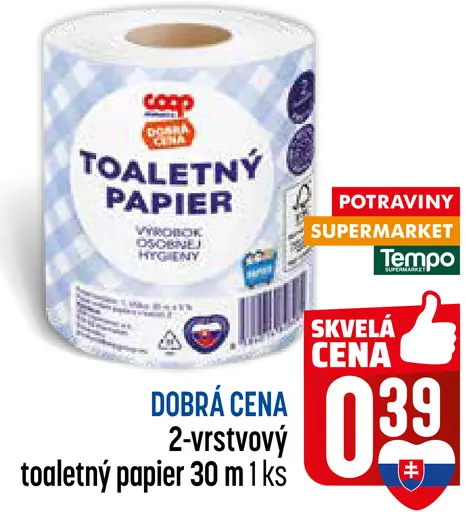 Dobrá cena 2-vrstvový toaletný papier