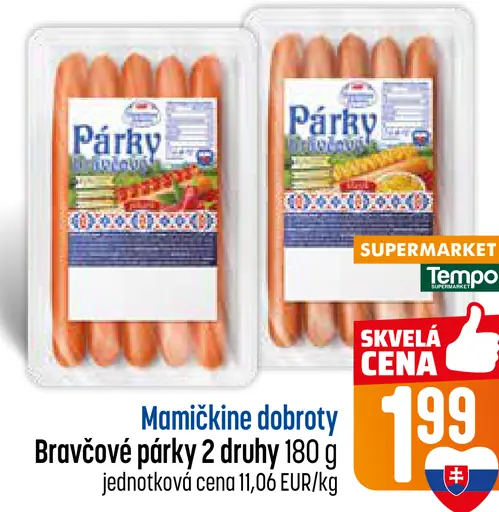 Mamičkine dobroty Bravčové párky 2 druhy