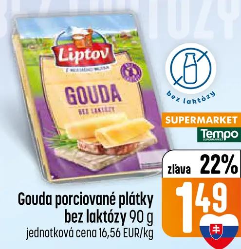 Liptov Gouda porciované plátky bez laktózy syr
