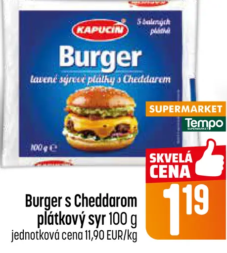 Kapucín Burger s Cheddarom plátkový syr