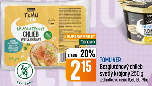 Tomu ver bezlepkový chlieb svetlý krájaný