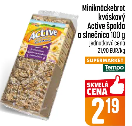 Active miniknäckebrot kváskový špalda a slnečnica