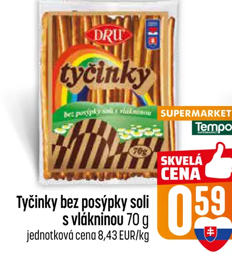 Dru Tyčinky bez posýpky soli s vlákninou