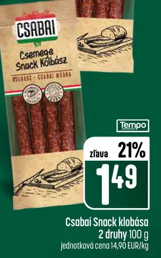 Csabai Snack klobása pikantná