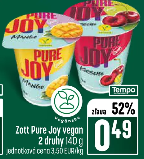 Zott Pure Joy vegan rôzne druhy