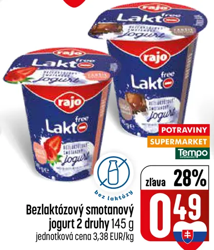 Rajo Bezlaktózový smotanový jogurt