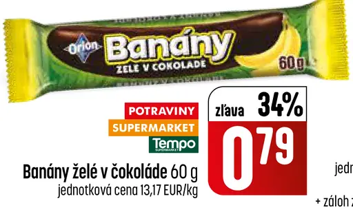 Orion Banány XXL želé v čokoláde