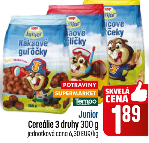 Junior kakaové guľôčky cereálie