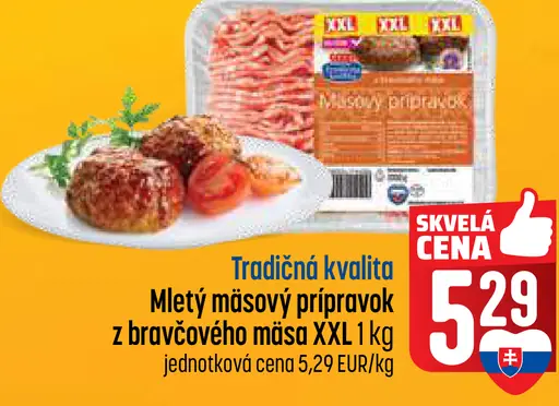 Tradičná kvalita Mletý mäsový prípravok z bravčového mäsa XXL