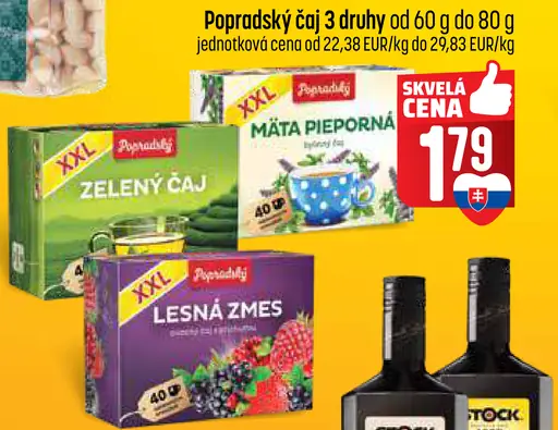 Popradský čaj zelený čaj, mäta pieporná, lesná zmes