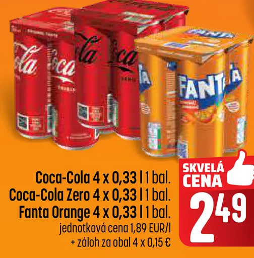 Coca-Cola, Fanta orange, Coca-Cola zero nealkoholický nápoj