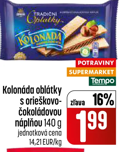 Kolonáda s orieškovo-čokoládovou náplňou