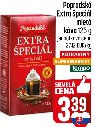 Popradská Extra špeciál originál mletá káva