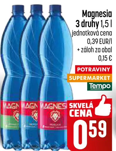 Magnesia Prírodná minerálna voda neperlivá