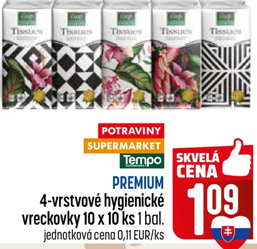 Tesco Premium 4-vrstvové hygienické vreckovky