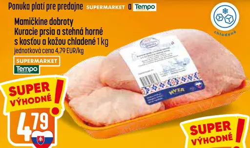 Kuracie prsia s kosťou a kožou chladené