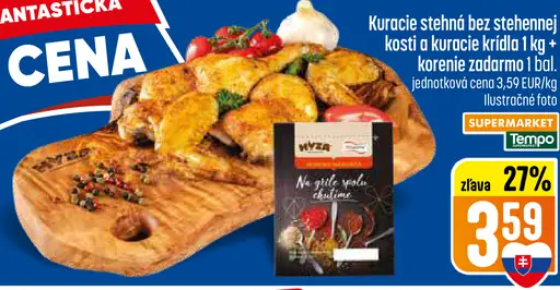 Kuracie stehná bez stehennej kosti a kuracie krídla + korenie