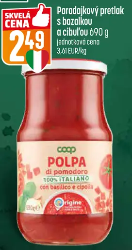 Coop Paradajkový pretlak s bazalkou a cibuľou