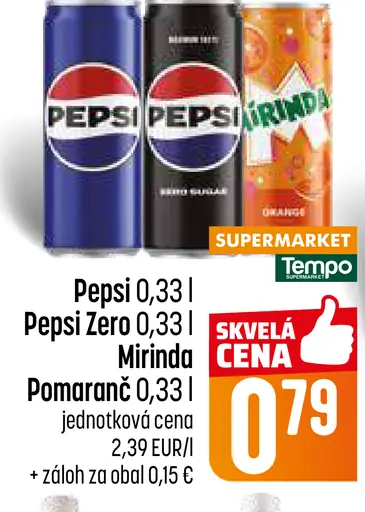 Pepsi, Pepsi Zero alebo Mirinda Pomaranč limonáda