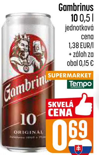 Gambrinus svetlé pivo plechovka