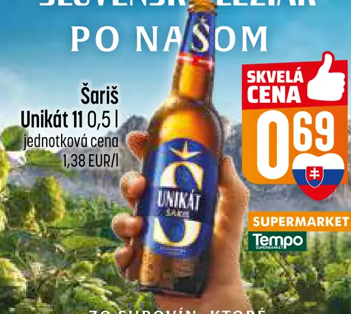 Šariš Unikát pivo plechovka