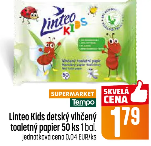 Linteo Kids detský vlhčený toaletný papier