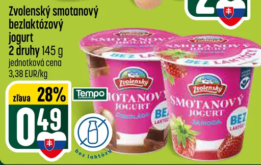 Zvolenský smotanový bezlaktózový jogurt