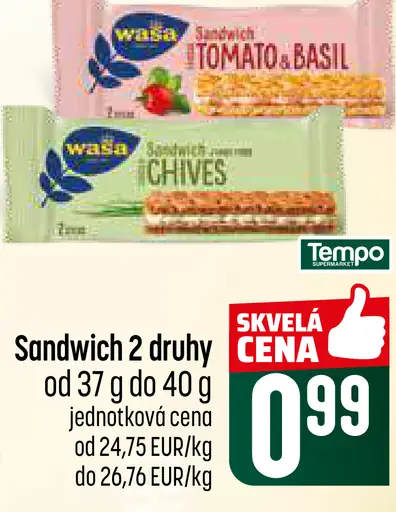 Wasa Sandwich Tomato & Basil chrumkavý sendvič