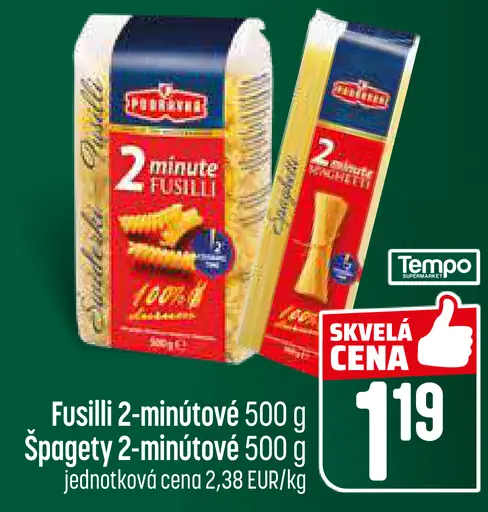Coop Fusilli 2-minútové; Coop špagety 2-minútové