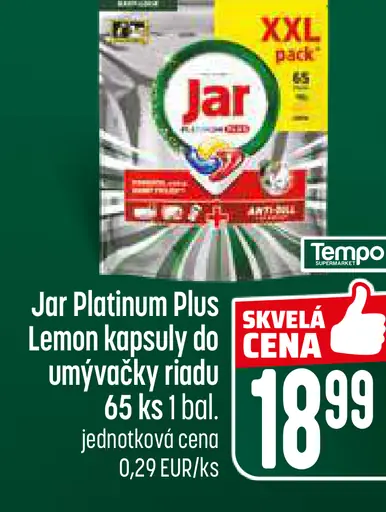 Jar Platinum Plus Lemon kapsuly do umývačky riadu