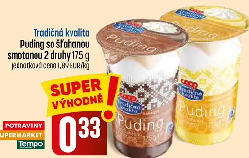 Puding so šľahanou smotanou
