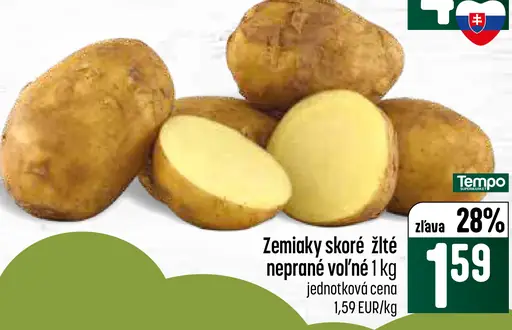 Zemiaky skoré voľné prané žlté