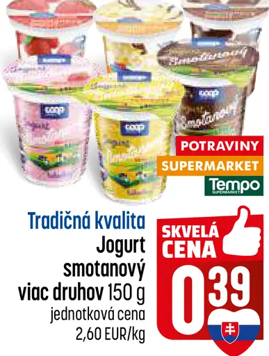 Coop Jednota Tradičná kvalita jogurt smotanový biely