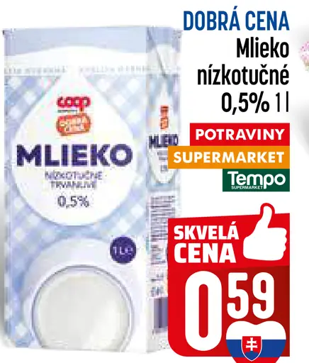 Coop Jednota Mlieko nízkotučné 0,5%