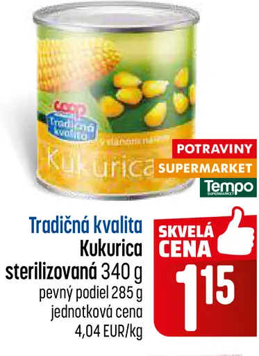 Tradičná kvalita Kukurica sterilizovaná