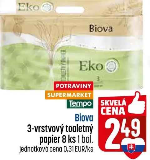 Biova 3-vrstvový toaletný papier