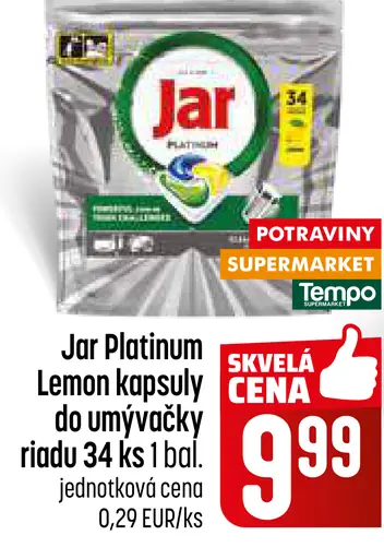 Jar Platinum Plus Lemon kapsuly do umývačky riadu